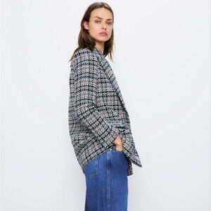 Zara tweed cotton Plaid Blazer